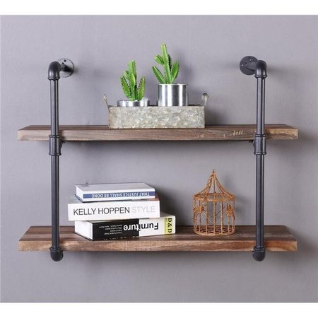 4D CONCEPTS 4D Concepts 624065 Allentown 2 Shelf Piping - Black Pipe with Brown Shelve 624065